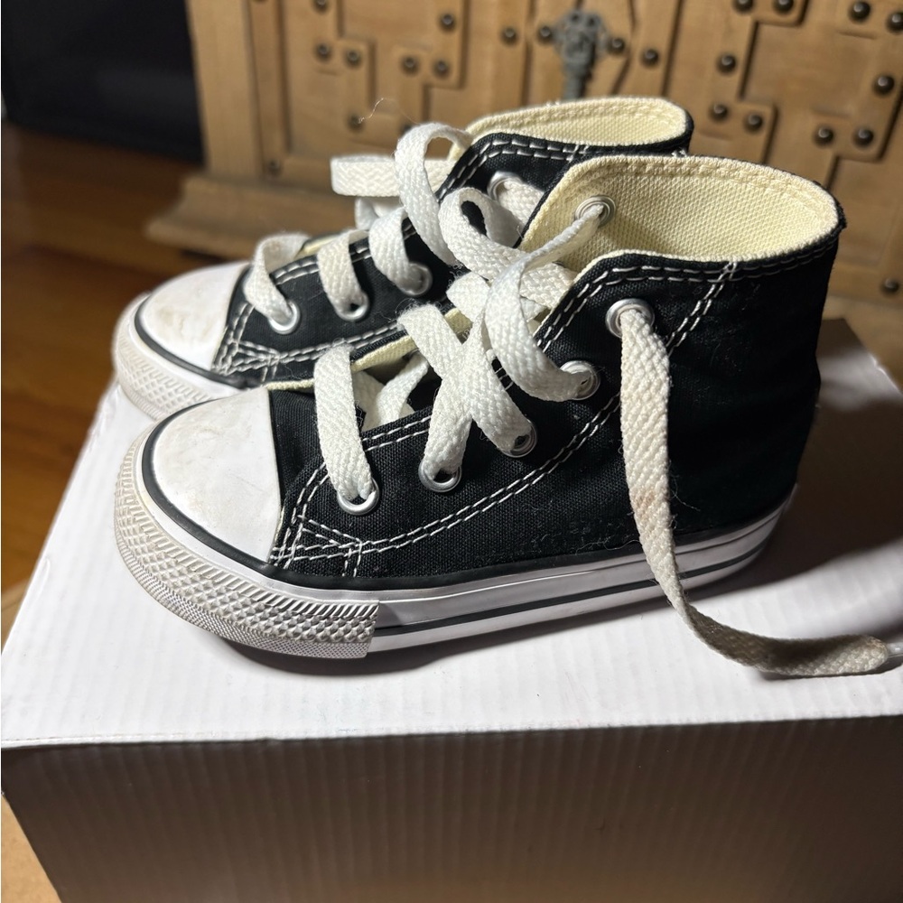 Converse Toddler Black and White High-Top Sneakers